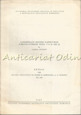 Consideratii Privind Raporturile Romano-Otomane Intre 1774 Si 1802 (I)