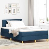 Cumpara ieftin Pat cu arc LED cu headboard albastru 120 x 190 cm tesatura