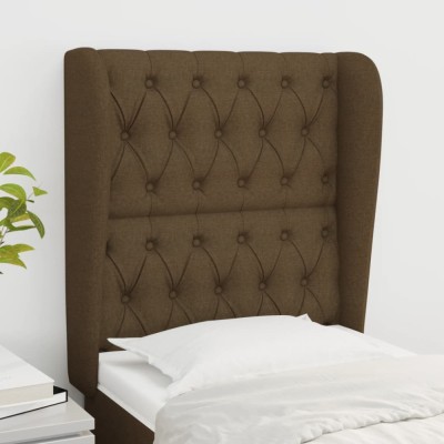vidaXL Tăblie de pat cu aripioare maro &amp;icirc;nchis 83x23x118/128 cm textil 3118269 foto