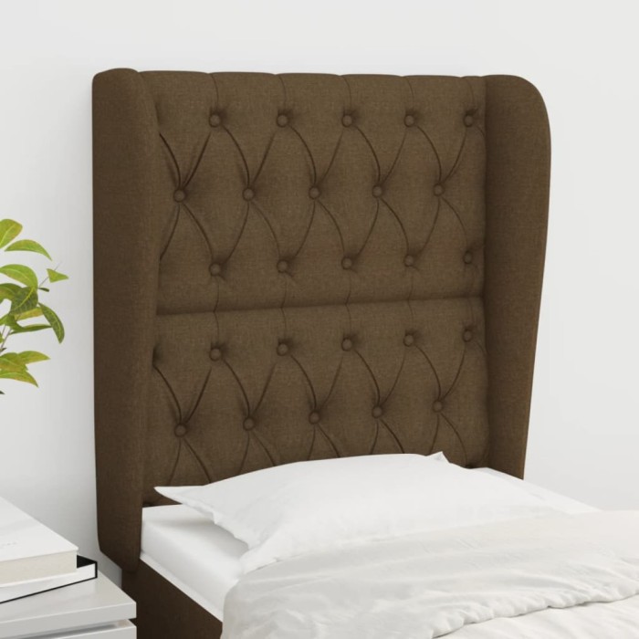 vidaXL Tăblie de pat cu aripioare maro &icirc;nchis 83x23x118/128 cm textil 3118269