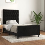 Cumpara ieftin Cadru de pat cu tăblie, negru, 90x190 cm, catifea