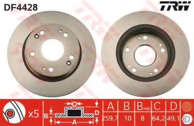 Disc frana HONDA ACCORD VII (CL) (2003 - 2008) TRW DF4428 foto
