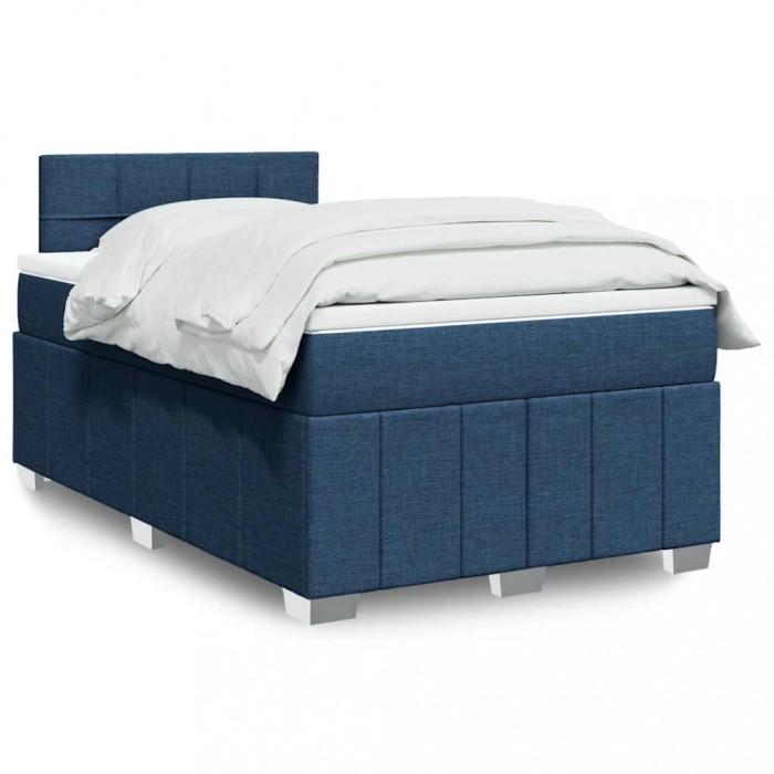 vidaXL Pat box spring cu saltea, albastru, 120x200 cm, textil 3287041
