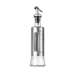 Dispenser pentru ulei, 300ml, argintiu, otel inoxidabil si sticla, scala de masurare, Inaltime de 24,5 cm, latime de 6,5 cm