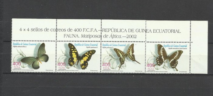 GUINEA ECUATORIALA 2002 FAUNA FLUTURI