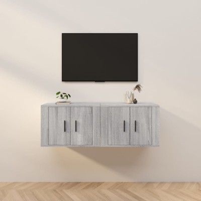vidaXL Dulapuri TV montate pe perete, 2 buc., gri sonoma 57x34,5x40 cm foto