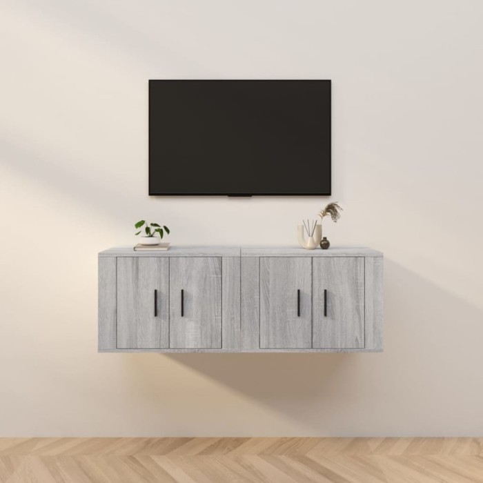 vidaXL Dulapuri TV montate pe perete, 2 buc., gri sonoma 57x34,5x40 cm