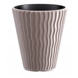 Ghiveci decorativ de flori, rotund, cafeniu, 29.7x33 cm, Sandy, Prosperplast