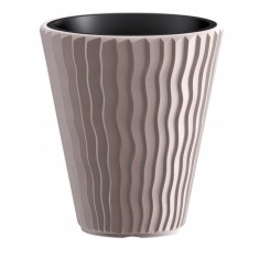 Ghiveci decorativ de flori, rotund, cafeniu, 29.7x33 cm, Sandy foto