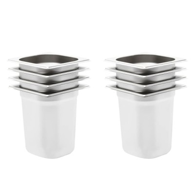 vidaXL Recipiente Gastronorm 8 buc. GN 1/6 200 mm oțel inoxidabil 50909 foto