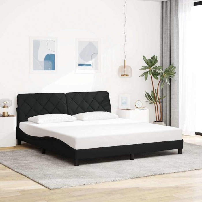 vidaXL Cadru de pat fără saltea, negru, 180x200 cm, textil 3310617