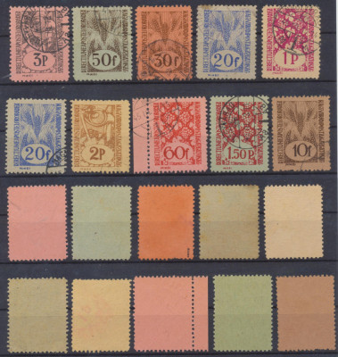 Ardealul de Nord 1945 emisiunea locala Oradea II 10 timbre diferite stampilate foto
