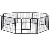 FEANDREA Tarc din panouri de fier pentru caini de talie medie, cu usa de acces, 160x160x60cm, gri Household NewTrend