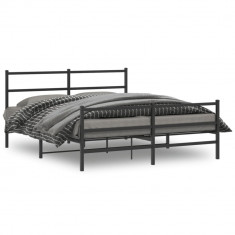 vidaXL Cadru pat metalic cu tăblie de cap/picioare , negru, 150x200 cm