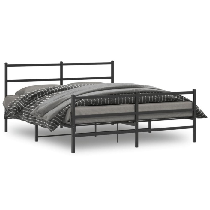 vidaXL Cadru pat metalic cu tăblie de cap/picioare&nbsp;, negru, 150x200 cm 355385