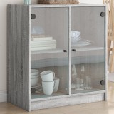 Dulap lateral cu uși din sticlă, gri sonoma, 68x37x75,5 cm