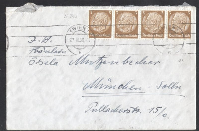 Germany REICH 1939 Postal History Rare Cover Vienna to Munchen D.676 foto