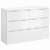 HOMCOM Comodă cu Sertare 6 Sertare Modernă cu M&acirc;nere Integrate Ascunse, Economisire Spațiu, PAL, 100x35x69 cm, Alb | Aosom Romania