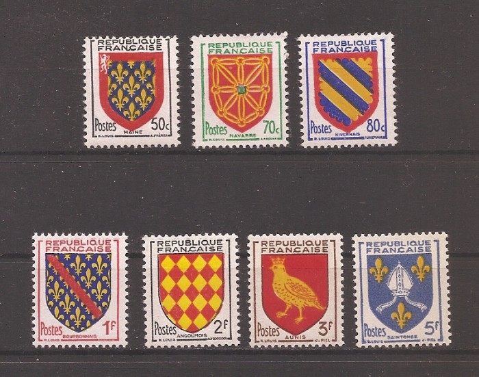 Franta 1954 - Steme de Provincii (2 serii), MNH