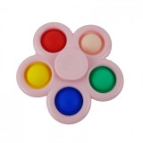 Jucarie spinner cu 5 buline, multicolor roz, Pop It