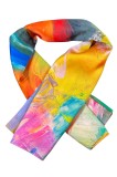 Esarfa patrata CA dama, albastru glossy/ portocaliu, 70x70 cm, Marime universala