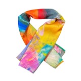 Esarfa patrata CA dama, albastru glossy/ portocaliu, 70x70 cm