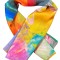 Esarfa patrata CA dama, albastru glossy/ portocaliu, 70x70 cm
