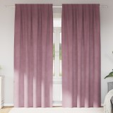 Perdele blackout vidaXL cu benzi de prindere 2 buc Dark Pink Catifea