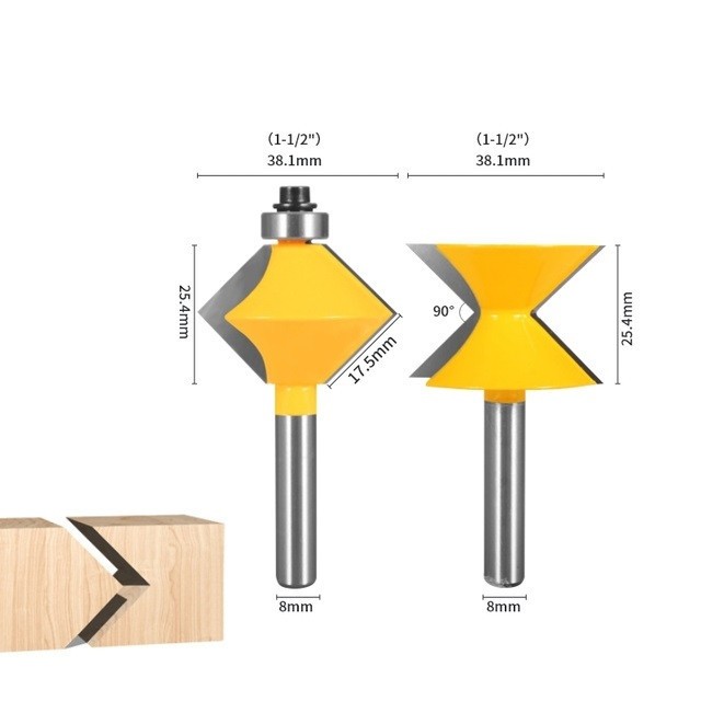 Set 2 freze lemn GOBI canturi / imbinare in V prindere 8 mm