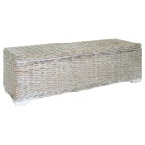 Cumpara ieftin Ladă depozitare alb 110 cm ratan kubu natural/lemn masiv mahon