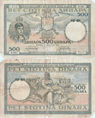 1935 (6 IX), 500 dinara (P-32) - Iugoslavia! foto