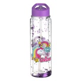 Sticlă Apă, Flip Top, Unicorn Magic Glitter, Capac Mov, Capacitate 0,5L