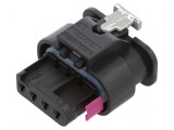 Conector automotive mufă mamă MCON 1.2 pe cablu PIN 4 neagră, TE Connectivity