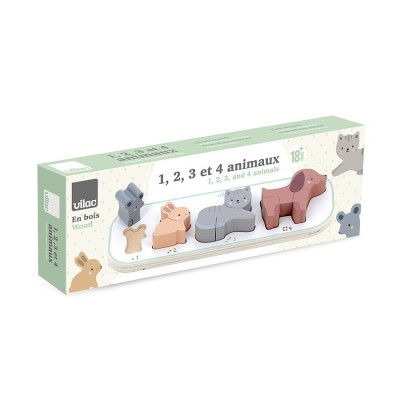 Puzzle incastrat din lemn - 1,2,3,4 Animale - Vilac foto