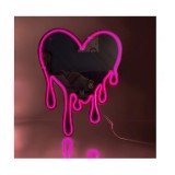 Oglinda LED Neon model Inima, 46 x 61 cm, Roz