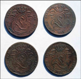 BELGIA LOT 4 MONEDE - 5 CENTIMES 1833 / 1837 / 1848 / 1856 - LEOPOLD I (145), Europa, Cupru (arama)