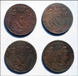 Cumpara ieftin BELGIA LOT 4 MONEDE - 5 CENTIMES 1833 / 1837 / 1848 / 1856 - LEOPOLD I (145), Europa, Cupru (arama)