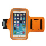 Husa Brat Telefon Sport MRG 5.5 inch, Universala, Impermeabila, Portocaliu, Buzunar Chei, Banda Reflectorizanta, Jogging, Fitness