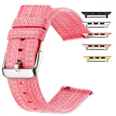 Curea material textil, compatibila Apple Watch 9|8|7|6|5|4|3|2|1 Series, 41mm|40mm|38mm, telescoape QR, Flamingo Pink