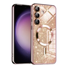 Husa premium Samsung Galaxy S23 FE Techsuit Luxury Glitter MagSafe, roz auriu foto