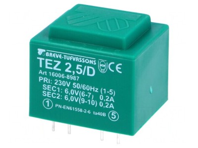 Transformator &amp;Icirc;ncapsulat 2,5VA 230V 6V 208mA foto