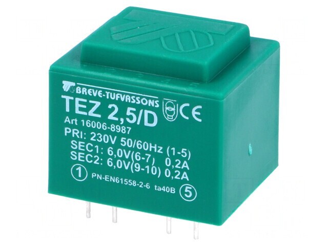 Transformator &Icirc;ncapsulat 2,5VA 230V 6V 208mA