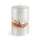 Lumanare ambientala Craciun ceara argintie &Oslash; 6,5 cm x 10 H