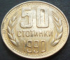 Moneda 50 STOTINKI - RP BULGARA / BULGARIA, anul 1990 *cod 531 ultima comunista, Europa