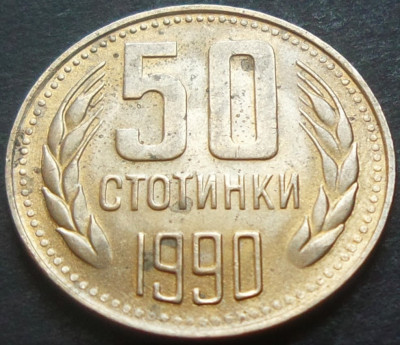 Moneda 50 STOTINKI - RP BULGARA / BULGARIA, anul 1990 *cod 531 ultima comunista foto
