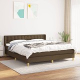 Cumpara ieftin Pat box spring cu saltea, maro &icirc;nchis, 160x200 cm, textil