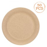 Set Farfurii Carton Kraft, 20cm, 50 Bucăți, Biodegradabile, Ecologice, Bej