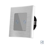 Intrerupator dublu touch cap scara din sticla si aluminiu Luxion, gri