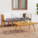 Gossi set mobilier de gradina cu perne, 3 piese, lemn masiv acacia