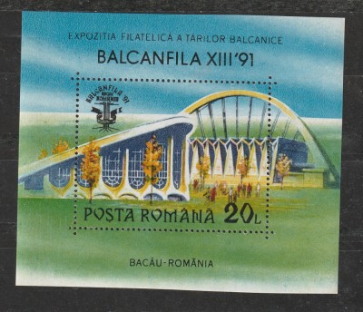 Romania 1991 - #1261 Balcanfila XII S/S 1v MNH foto